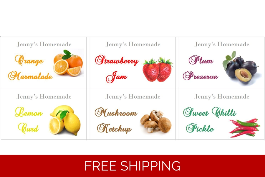 24 PERSONALISED JAM/PRESERVE/PICKLE LABELS - MULTI BUY DISCOUNT - FREE POSTAGE